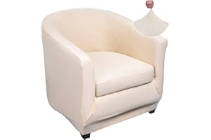 Jaotto Tub Chair Covers 2 Piece, Stretch Tub Chair Covers for Armchairs Removable Washable Universal Club Chair Slipcovers Furniture Protector for Armchair Living Room Reception,Beige