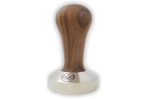VERYBARISTA Tamper 58,5 mm pour IMS et E&B, panier filtre de compétition de laboratoire, noyer italien et acier inox. Fond plat.