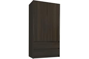 Framire B-9 szafa na ubrania w kolorze dębu wenge, 2-drzwiowa szafa na ubrania, 2 szuflady, szafa na ubrania do sypialni, salonu, korytarza, 180 x 90 x 55 cm