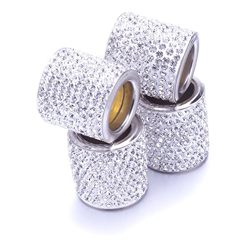 YINUO Universal Chrom Bling Kristall Kopfstütze Kopfstützen Halsbänder Auto Innendekoration Auto Zubehör für Auto LKW SUV Fahrzeug (4 Stück) (Silber) - 4