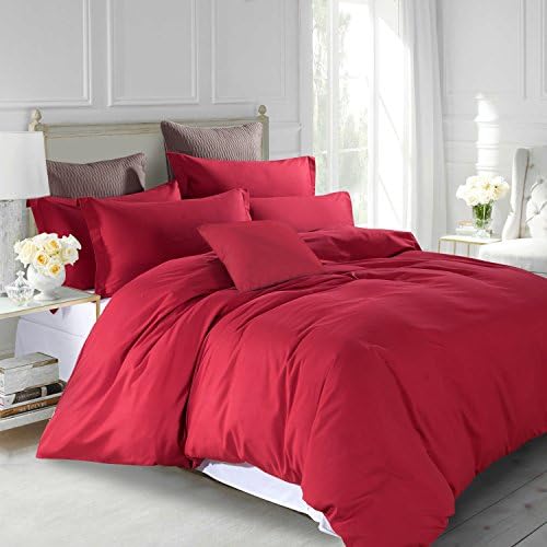 Imperial Rooms Glamorous Luxury Plain Dyed Duvet set Quilt Duvet Cover Bedding Set bed sheets duvet tog ( King / Red ) Include 1 duvet set and 2 pillow cases