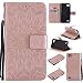 Produktbild Artfeel Leder Brieftasche Hülle für LG Q6/LG G6 Mini/LG Q6 Plus mit Handschlaufe, Flip Magnetverschluss Roségold Handyhülle Geprägt Sonnenblume Muster,Buchstil mit Kartensteckplätze Stand Schutzhülle