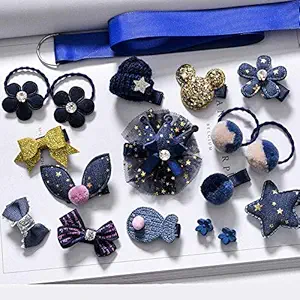 DHINTANA Cartoon Hair Clips for Girls Ponytail Rubberband Tiktak Pins Birthday Gift Pack 18 Cute Hair Accessories for Women