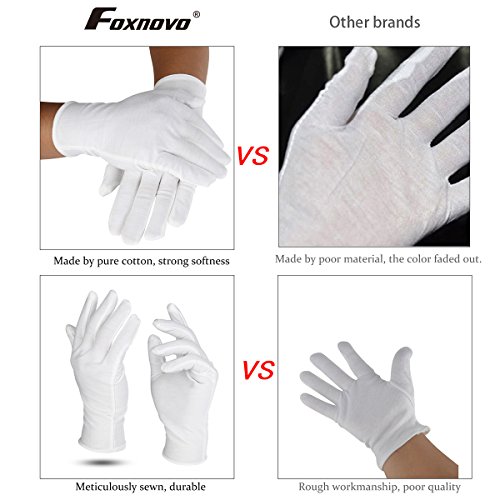 FOXNOVO 8 Paare weiße Baumwolle Handschuhe weiche leichte Arbeit Handschuhe Größe - 4