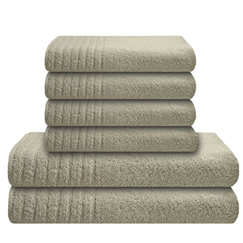 Gallant 6 tlg Handtücher Set 4 grau silbergrau Handtücher 50x100 cm 2 Duschtücher 70x140 cm 100% Baumwolle Frottee Handtuch-Set grau silbergrau hellgrau