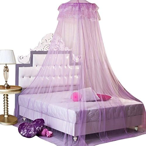 KKMore New Round Lace Curtain Dome Bed Canopy Netting Princess Mosquito Net (Purple)