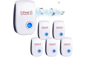 RUTIDA Ultrason Anti Moustique, 6 Pack Ultrason Souris et Rats und Insectes Répulsif Électronique, Répulsif Ultrason Anti-Rongeurs Insectes pour Souris, Moustiques, Fourmis, Araignées,Cafards