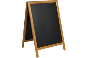 SECURIT - Lavagna Da Terra Woody Bifacciale In Legno Di Pino - Per Pennarelli A Gesso Liquido - Per Caffè, Ristoranti, Bar, Negozi - 55x 85 cm - Colore teak