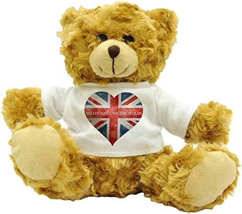 Love Willoughby-On-The-Wolds Union Flag / Union Jack Heart Design Plush Teddy Bear Gift (Approx. 22cm High)