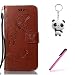 Produktbild HTC U 11 Hülle Dunkelblau 3D Mariposa Gras PU Leder Wallet Handytasche Flip Etui Schutz Tasche mit Integrierten Card Kartensteckplätzen und Ständer Funktion Für HTC U 11 (2017) + Zwei Geschenk