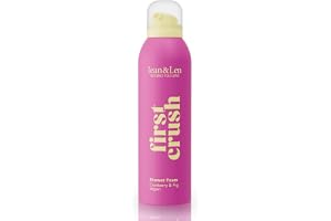 Jean & Len Shower Foam first crush, ett sammetsmjukt duschskum med tranbärs- och fikonextrakt, som ger en märkbart mjuk hudkänsla, även lämpligt för kroppsrakning, veganskt, 200 ml