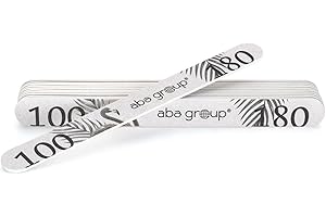 Aba Group Limes a Ongles Set - Kit Ongle - Limes a Ongles Professionnelle Standard (4mm) 25 Pcs - Onglerie Materiel Professionnel - Accessoire Ongle – Grit 100/180 - Forme Droite