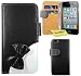 Produktbild FoneExpert® iPhone 4 4s Hülle, Bowknot Hülle Wallet Case Cover Hüllen Etui Ledertasche Premium Lederhülle Schutzhülle für iPhone 4 4s + Displayschutzfolie (Schwarz)