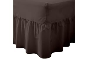 SITEWISE Plain Dyed PolyCotton Easy Care Valance Fitted Sheet Skirt Style Single, Double, King, Super King UK Sizes (Chololate/Brown, King)