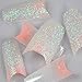 SODIAL(R) Fashion Light Pink Nature White Glitter Mix Style French False Nail Art Tips (About 50pcs)