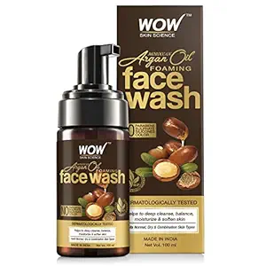 WOW Skin Science Moroccan Argan Oil Foaming Face Wash - contains Argan Oil & Aloe Extracts - for Dry to Normal Skin - No Parabens, Sulphate, Silicones & Synthetic Color - 100mL