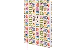 Finocam – Agenda 2026 1 Jour par page | Janvier – Décembre (12 mois) | Agenda annuel 2026 avec élastique et signet en ruban tissé | Couverture rigide Porto Design – Camila – International