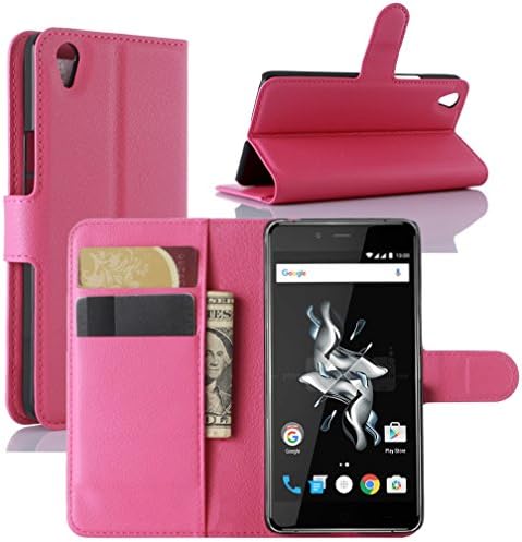 OnePlus X Case, HualuBro [All Around Protection] Premium PU Leather Wallet Flip Phone Protective Case Cover with Card Slots for OnePlus X Smartphone (Rose)