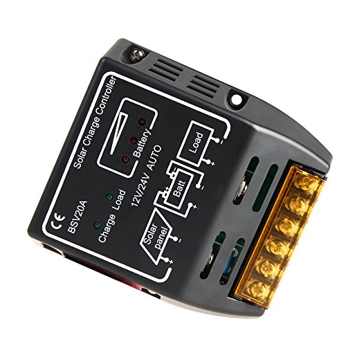 Anself 20A 12V/24V Solar Panel Batterie Regulator Solar-Laderegler Sicherer Schwarz (20A) - 3