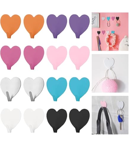 10 Ganci A Cuore Autoadesivi - Acciaio Inox, Colorati E Senza Fori - Foto 11