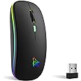 TQQ Mouse wireless ricaricabile, mouse retroilluminato a 7 colori con mini ricevitore USB da 2,4 GHz, mouse gaming, Compatibi