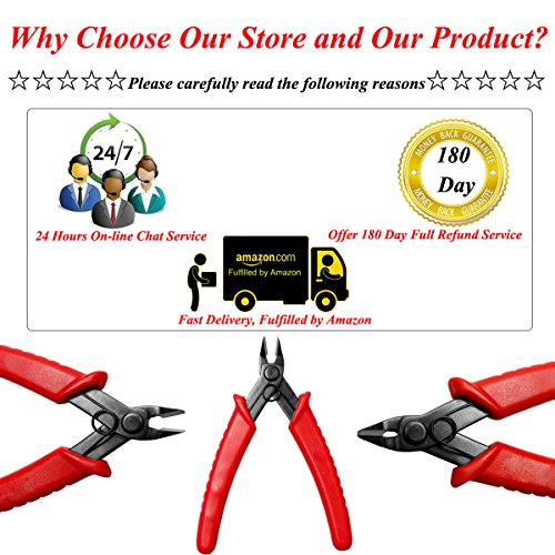 Raking Wire Cutter Mini elektronische Draht Seite Kabel Cutter Chrom-Vanadium Stahl rutschfeste Kunststoff Diagonale Stripperin Zange Nipper, 120*12mm, Rot - 7