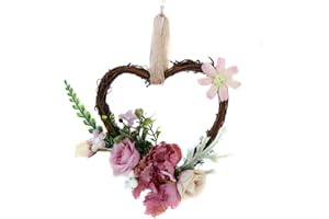 Uposao Ciondolo a forma di cuore in rattan, decorazione a forma di ghirlanda a forma di cuore Decorazioni da appendere a parete in ghirlanda di vimini romantiche per feste di compleanno, matrimoni