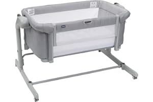 Chicco Next2Me Magic Evo, Culla Neonato Fianco Letto, con Modalità Dondolo, Spondina Apribile, 11 Livelli di Altezza, Altezza Regolabile, 4 Ruote, Materasso e Borsa da Viaggio Inclusi, Grigio chiaro