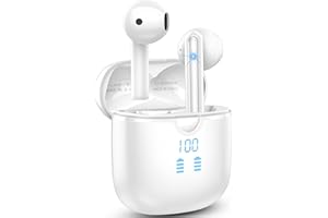 HOSGUBO Auriculares Inalambricos Bluetooth, Cascos Inalambricos Bluetooth 5.3 con 4 HD Mic, 40H Auriculares Inalámbricos HiFi Estéreo, Doble Pantalla LED, IP7Impermeable Audifonos Inalambricos, Control Táctil