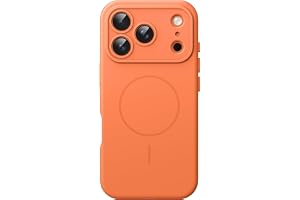JETech Magnetiskt Silikonskal för iPhone 17 Pro Max, Orange | Kompatibel med MagSafe, Silkesmjuk Känsla, Fullt Kameralinsskyd