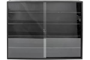 CHZIMADE 5-Tier Wall Display Shelf Cabinet Glass Door Display Shelves Adjustable Wall Collector Home Office Ornaments