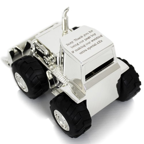 Personalised Digger Tractor Money Box Engraved Gift