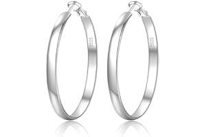 EXGOX Creolen Silber 925 für Damen 5mm Breite Groß Hypoallergene 14K Vergoldete Ohrringe Gold 30/40/50/60/70mm