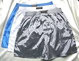 (L) 3-Pack White Black Blue Boxer Shorts Underwear Men Sleepwear Satin