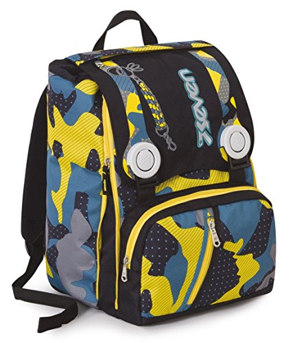 Preisvergleich Produktbild ERWEITERBARER Rucksack- SEVEN - MIMETICAL - Schulranzen - Camouflage Schwarz Gelb 28Lt