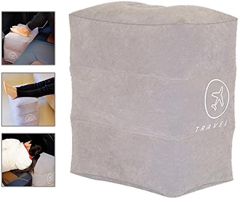 Yartar Travel Foot Rest Pillow, Inflatable Adjustable Height Pillow for Foot Rest on Airplanes, Cars, Buses, Trains, Office, and Kids to Sleep on Long Flights