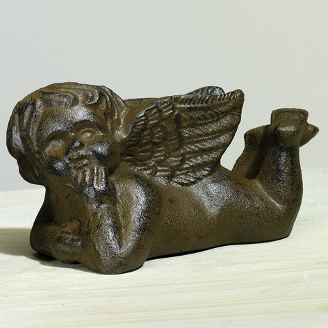 Dekofigur Gartendeko Engel liegend 13,5x8x7,5 cm Gußeisen Rost Optik