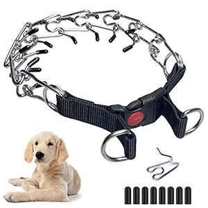 Dog ProngTraining Collar Choke Pinch Collar for Dogs with Comfort No Pull Dog Collar Rubber Tips and Quick Release Snap for Small Medium Large Dogs (S(Neck:14-16