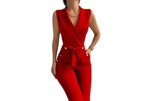 ORANDESIGNE Combinaison Pantalon Femme Chic et Elegant Combi Tailleur Soiree Sexy Ete Barboteuse Moulante Jumpsuit Slim Pantalon Taille Haute Droite Casual Combishort avec Ceinture