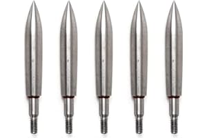 BDKMMS Archery Field Points, 5Pcs 100/150/200/250/300/350 Grains Stainless Steel Archery Arrow Tips Field Point Arrowheads for Field Target Practice & Shooting