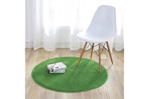 Fouriding Einfarbig Rund Teppich weicher Kurzflor Teppiche fürs Wohnzimmer, Esszimmer, Kinderzimmer, Schlafzimmer und die Küche geeignet Grün 60cm