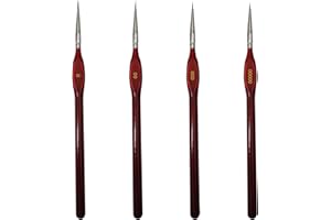 REEKNOKOL 4 pezzi pennelli per dettagli fini, pennelli per pittura in miniatura pennelli sottili per pittura ad acquerello, pittura a olio, pittura acrilica, pittura su roccia, nail art o artigianato (rosso)