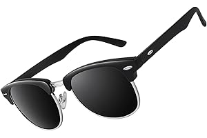 CGID Lunettes de Soleil Homme Femme Polarisées UV400 Classique Rétro Demi Monture Lunettes