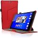 Produktbild igadgitz Rot PU Ledertasche Hülle Cover für Sony Xperia Z3 Tablet Compact SGP611 mit Multi-Winkel Betrachtungs + Auto Sleep/Wake + Handschlaufe + Displayschutzfolie