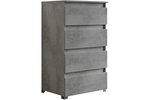 Mama Store CASSETTIERA 60 cm 4 CASSETTI, Grigio Cemento, L.61 X P.44 X H.103 cm