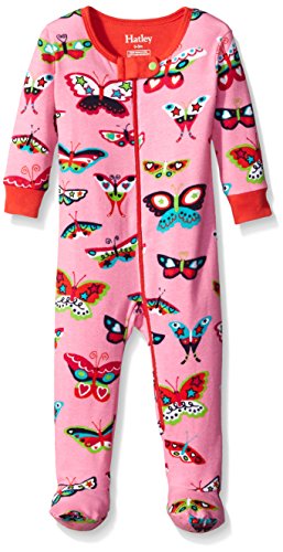 Hatley Baby-Girls Infant Footed Coverall -Electric Butterflies Footies, Multicoloured (Pink), 6-12 Months