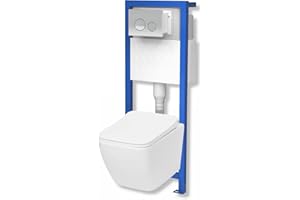 Domino Lavita Élément mural avec plaque de déclenchement + WC mural LINO sans rebord + abattant WC avec système d'abaissement automatique Soft-Close (plaque de commande OC) WC complet