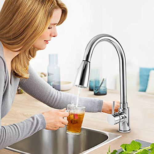 Wasserhahn ICOCO 360°Schwenkbereich Einhebel Wasserhahn Küchenarmatur Einhandmischer Spüle Küche mit herausziehbarem Brausekopf Armatur - 3
