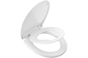Ibergrif M41002-2 O Shape Family Toilet Seat with Child Seat Built-in, Soft Close Toilet Seat, Removable Potty Training Toilet Seat for Toddler with Release Quick Clean & Top Fix