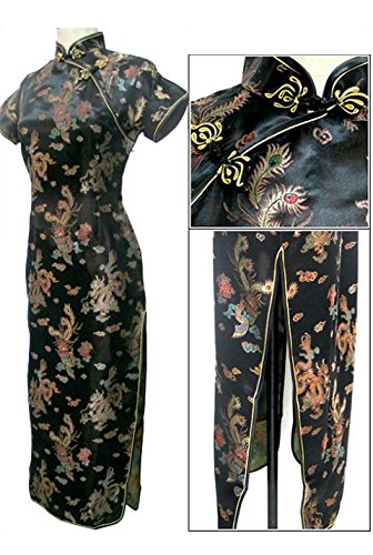 7FairyWomen's Navy VTG Chinese Evening Dress Cheongsam Long Dragon